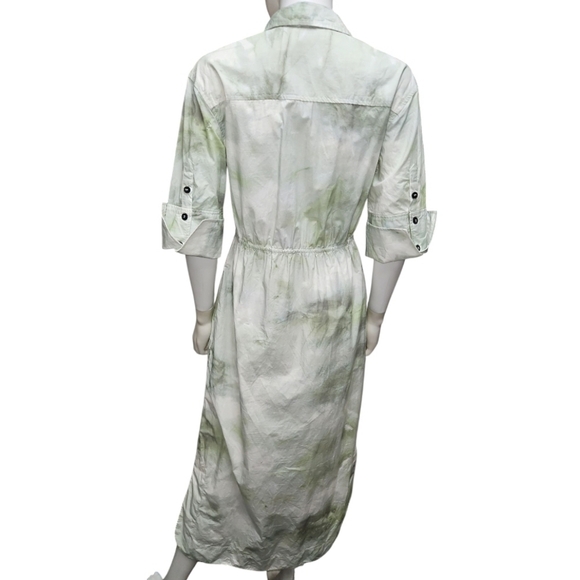 GANNI | Green Watercolor Midi Shirt Dress in Size EU 34 / US 2 - Picture 6 of 6